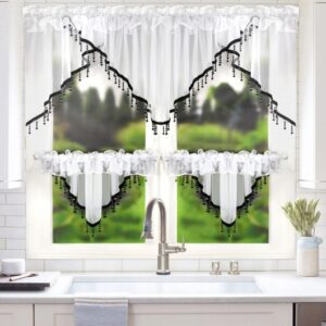 Zazdrostki z firaną komplet do kuchni lub jadalni z koralikami - obrazek 2