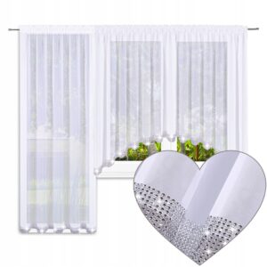 Firana na balkon zestaw szyta w łuk z cyrkoniami i z woalu - obrazek 1