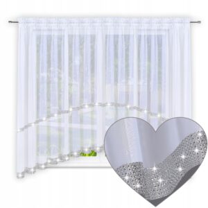 Firana szyta w łuk zdobiona pasami cyrkonii 400x150 taśma tunel żabki - obrazek 1