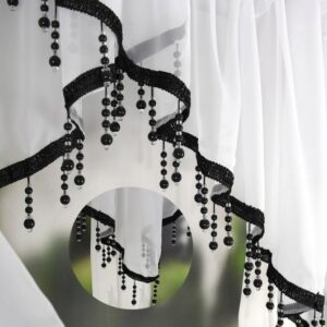 Zazdrostki z firaną komplet do kuchni lub jadalni z koralikami - obrazek 3