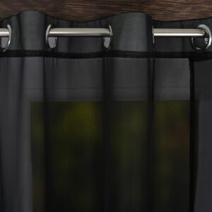 Czarna elegancka firana zdobiona falbanami na kółkach 145x250 - obrazek 4