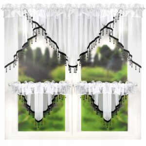 Zazdrostki z firaną komplet do kuchni lub jadalni z koralikami - obrazek 1