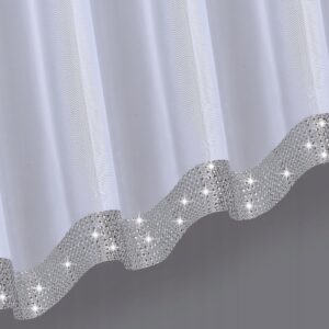 Firana szyta w łuk zdobiona pasami cyrkonii 400x150 taśma tunel żabki - obrazek 6