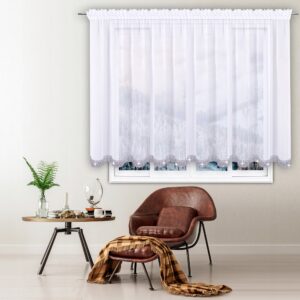 Krótka firana z woalu i z cyrkoniami elegancka 400x120 - obrazek 3