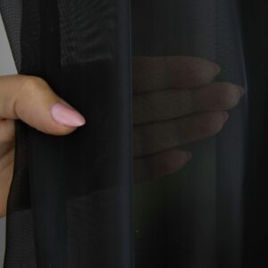 Czarna firana z falbanami dekoracyjna na taśmie z tunelem - obrazek 3