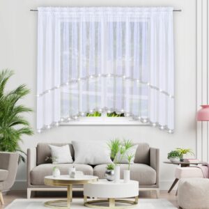 Szeroka firana uszyta w łuk zdobiona pasem cyrkonii 500x150 - obrazek 3