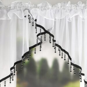 Zazdrostki z firaną komplet do kuchni lub jadalni z koralikami - obrazek 4