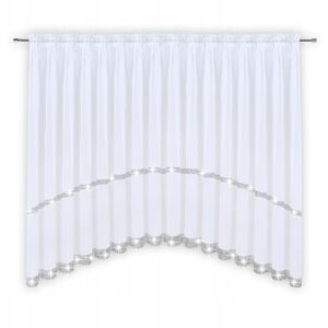 Szeroka firana uszyta w łuk zdobiona pasem cyrkonii 500x150 - obrazek 5