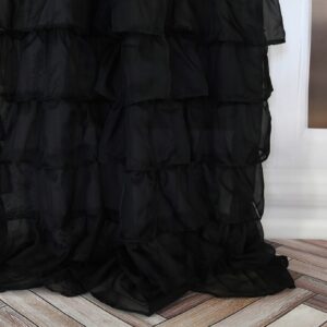 Czarna firana z falbanami dekoracyjna na taśmie z tunelem - obrazek 4