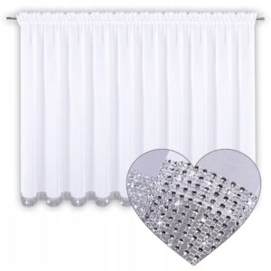 Krótka firana z woalu i z cyrkoniami elegancka 400x120 - obrazek 1