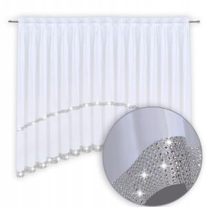 Firana szyta w łuk zdobiona pasami cyrkonii 400x150 taśma tunel żabki - obrazek 2