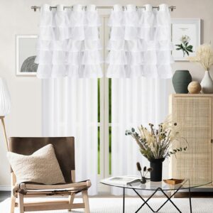 Biała firana dekoracyjna z falbanami na kołkach przelotki 145x250 - obrazek 2