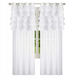 Biała firana dekoracyjna z falbanami na kołkach przelotki 145x250 - obrazek 1