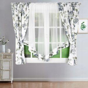 GOTOWE ZASŁONY I FIRANA KOMPLET DEKORACYJNY W KWIATY I LIŚCIE - obrazek 2