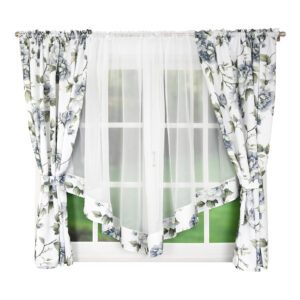 GOTOWE ZASŁONY I FIRANA KOMPLET DEKORACYJNY W KWIATY I LIŚCIE - obrazek 1