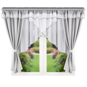 FIRANA GOTOWA Z ZASŁONAMI KOMPLET DEKORACYJNY JASNOSZARY - obrazek 1