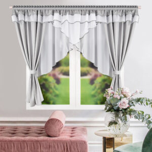 FIRANA GOTOWA Z ZASŁONAMI KOMPLET DEKORACYJNY JASNOSZARY - obrazek 2