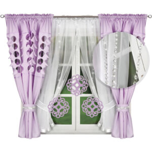 FIRANA GOTOWA Z ZASŁONAMI KOMPLET DEKORACYJNY DLA DZIEWCZYNKI FIOLETOWY - obrazek 1