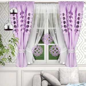 FIRANA GOTOWA Z ZASŁONAMI KOMPLET DEKORACYJNY DLA DZIEWCZYNKI FIOLETOWY - obrazek 2